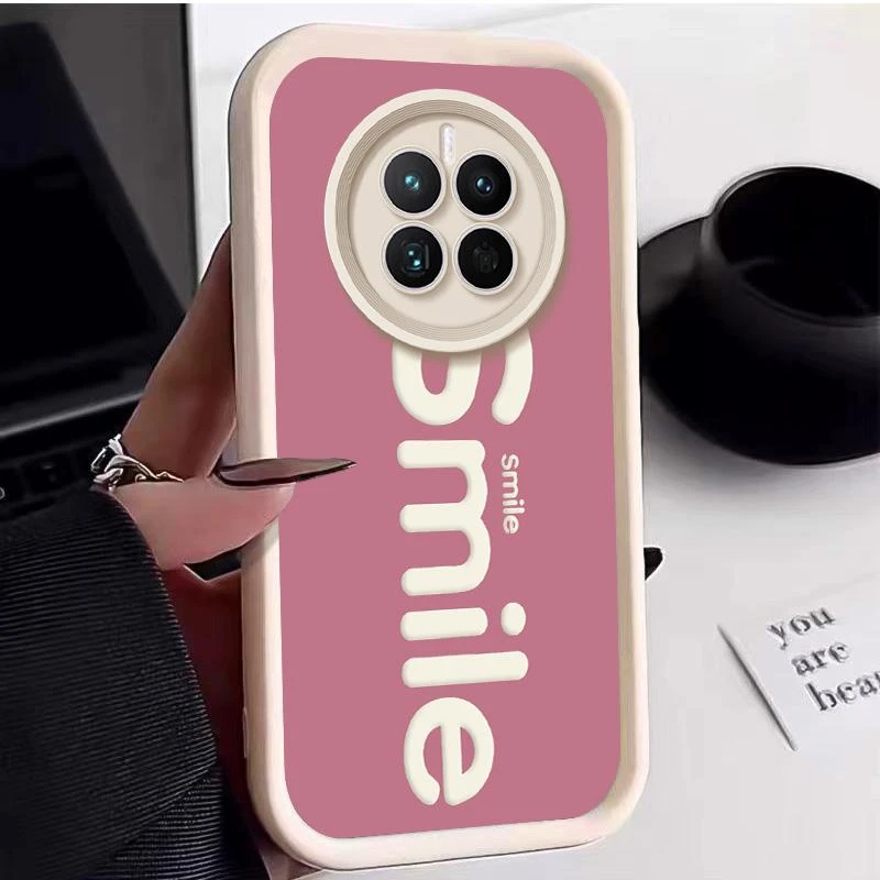 适用华为MATE50手机壳huaweimate50手机壳阶梯Smile高级感柔软ins