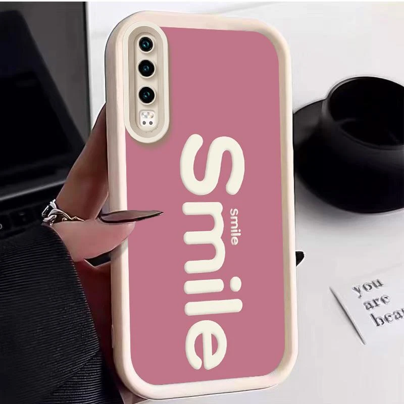 适用华为P30手机壳huaweip30手机壳阶梯Smile高级感柔软ins网红潮