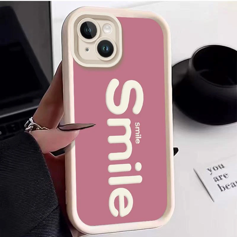 适用苹果14手机壳iPhone14手机壳阶梯Smile高级感柔软ins网红潮牌