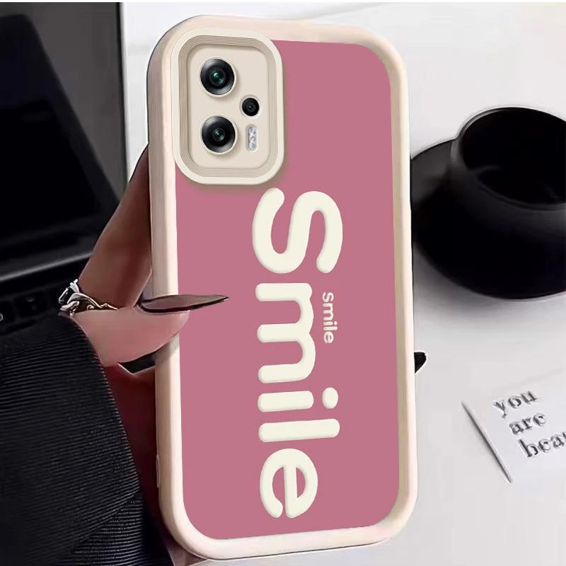 适用红米NOTE11TPRO手机壳redminote11tpro手机壳阶梯Smile高级感