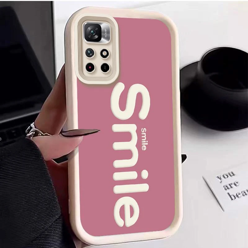 适用红米NOTE11 5G手机壳redminote11 5g手机壳阶梯Smile高级感柔