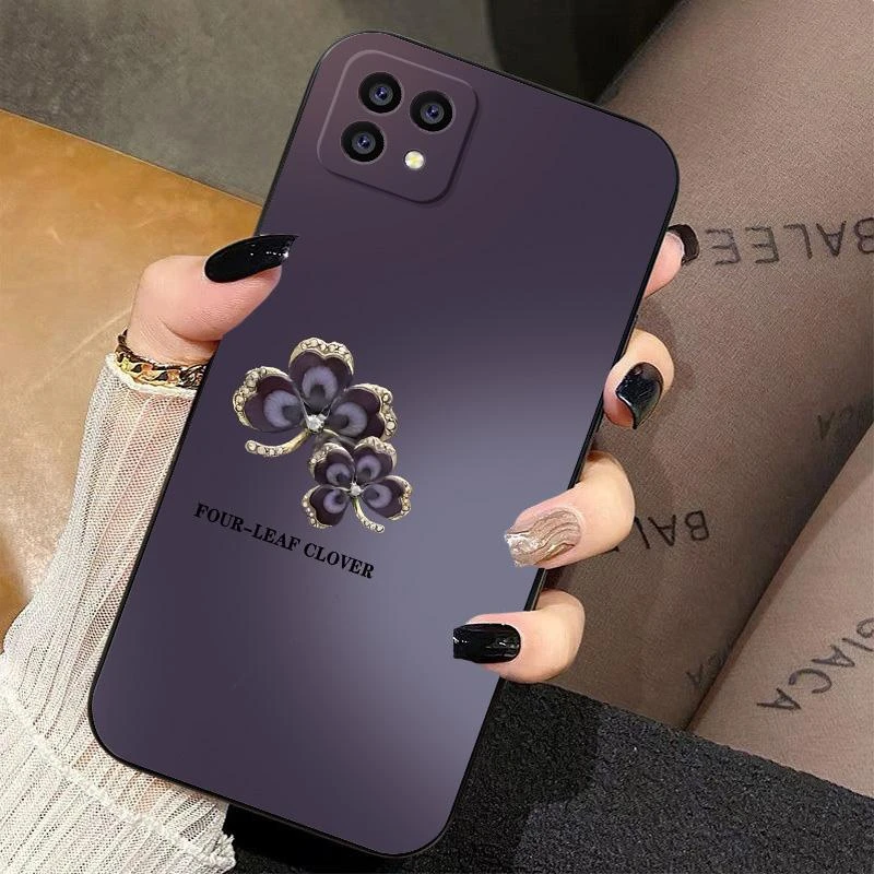 适用OPPOa72(5G)手机壳暗紫渐变四叶草全包液态硅胶高级感新款保