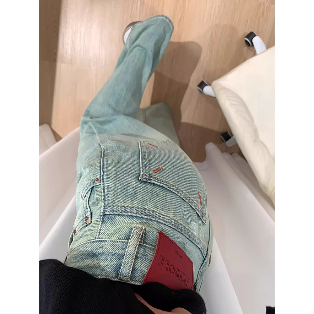 复古高腰牛仔裤2025新款窄版阔腿裤高腰牛仔裤女复古直筒拖地裤