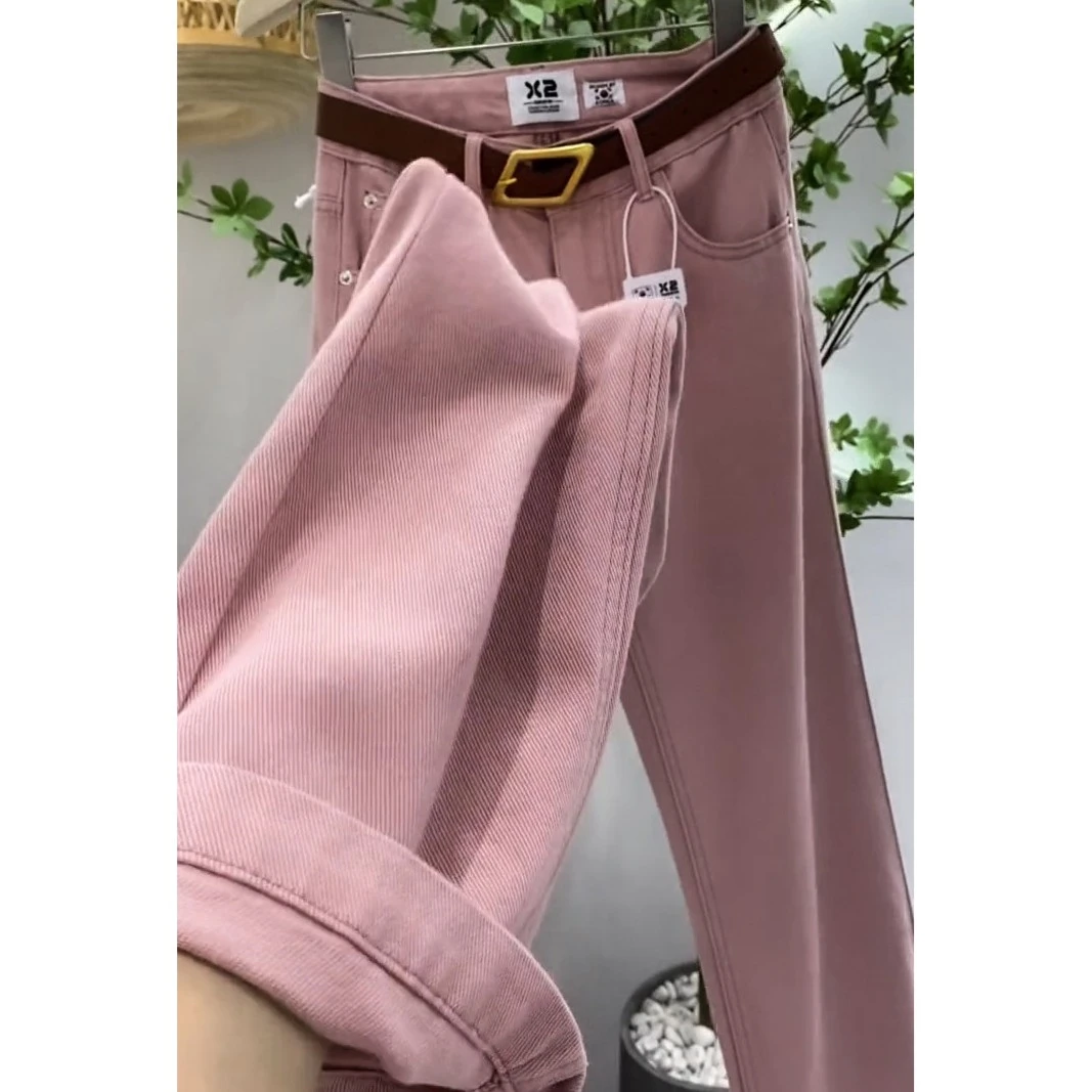 脏春秋高腰阔腿牛仔裤女窄版直筒拖地春装九分小个子直筒春装轻薄