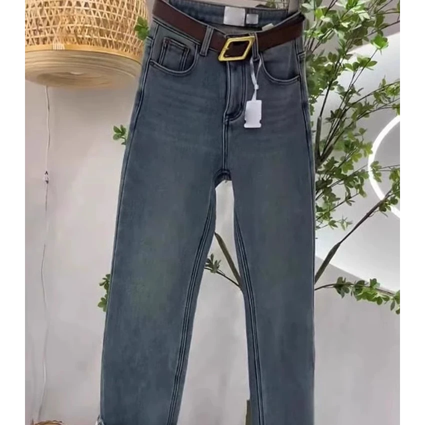 裤子直筒阔腿牛仔裤女2025新款梨形身材爆款加长窄版拖地裤子