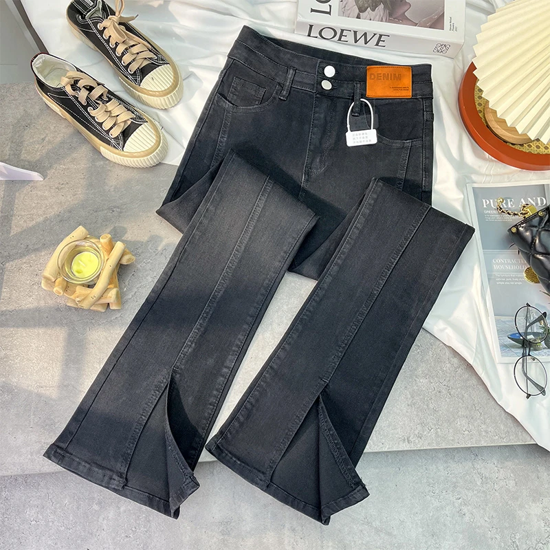 开叉微喇牛仔裤女2025年新款高腰爆款微喇叭小个子裤子女裤子秋装