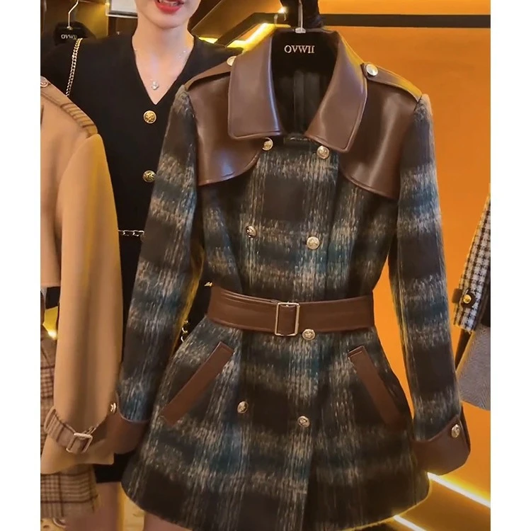 48小时发货小香风毛呢外套女装秋冬季新款今年流行收腰呢子大衣