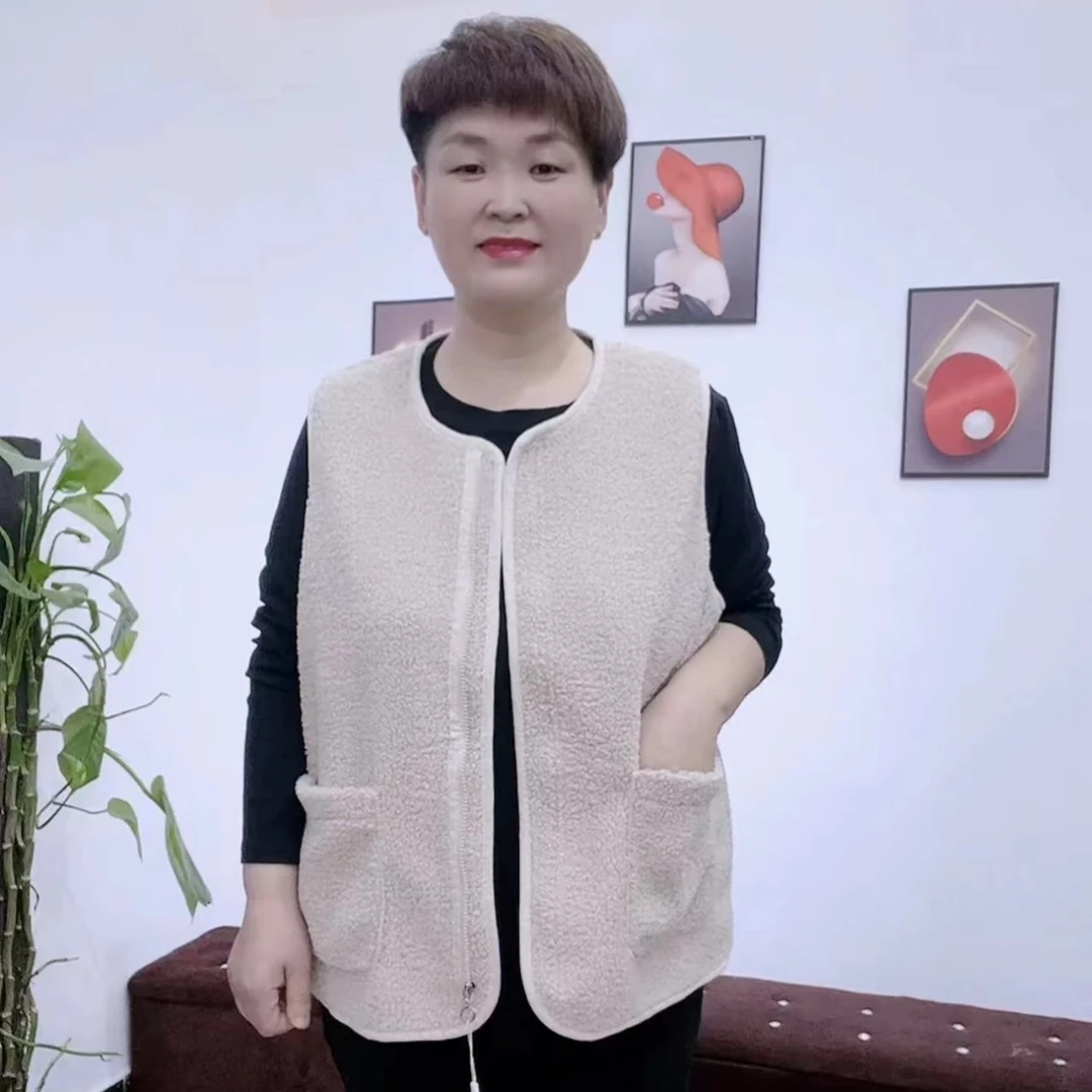 【加肥马夹】休闲百搭款女士拉链颗粒绒大码马夹