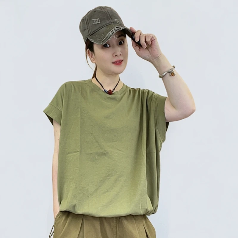 2353#休闲夏季宽松百搭拼接简约T恤