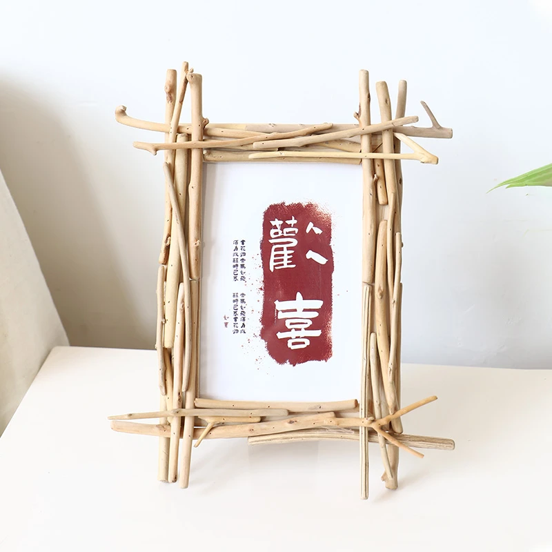 创意实木相框个性简约风摆件摆台家居饰品平安喜乐桌面装饰画定制