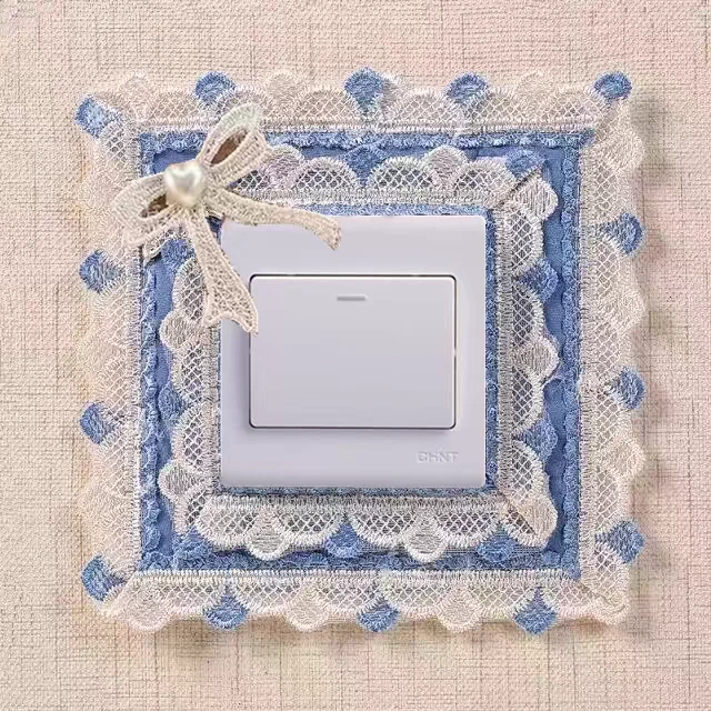 新款蕾丝开关保护套墙壁开关套家用开关贴墙贴布艺装饰开关贴套