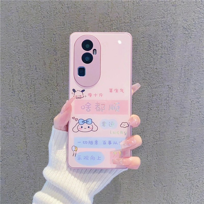 （OPPOReno10系列）金属烫金玻璃壳适用Reno10/10Pro/10Pro+手机壳