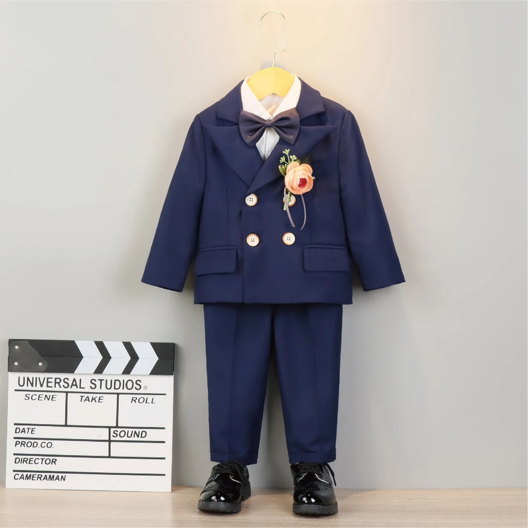 儿童西装套装男童秋冬花童婚礼礼服宝宝周岁中小童西服钢琴演出服