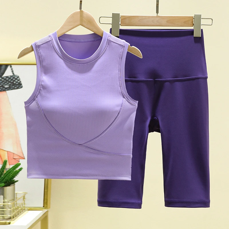 健身服套装女紧身显瘦弹力透气瑜伽服外穿训练看球运动运动上衣