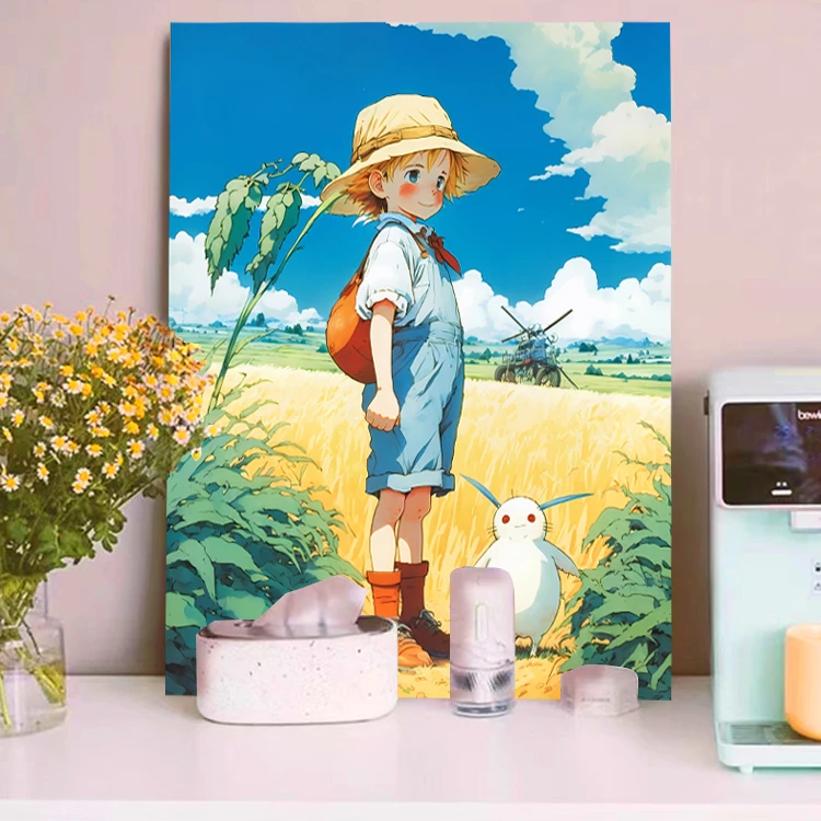 (宫崎骏夏天）diy数字油画红线条手工填涂色解压治愈丙烯装饰画