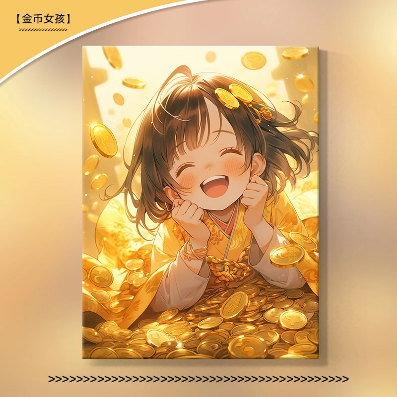 (女孩系列）diy数字油画红线条手工填涂色解压治愈丙烯装饰画