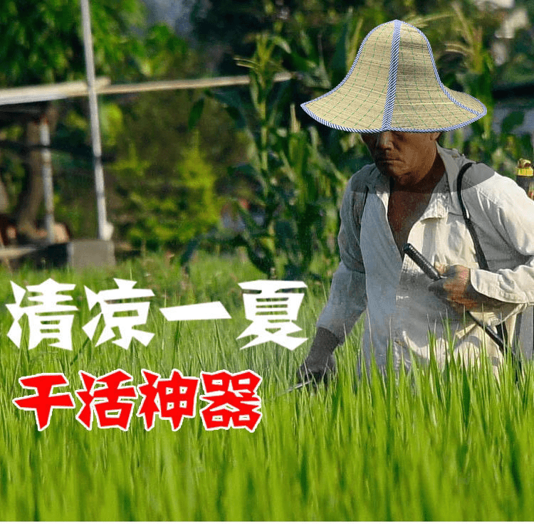 草帽干农活帽子钓鱼帽大沿农民工遮阳帽防雨防晒夏天可折叠加大檐