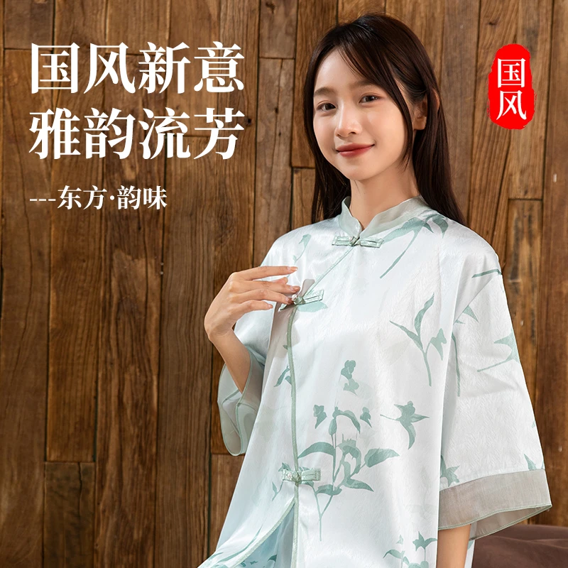 新款女睡衣中式薄款夏季女款2025新款是中国风家居服古风宽松春夏