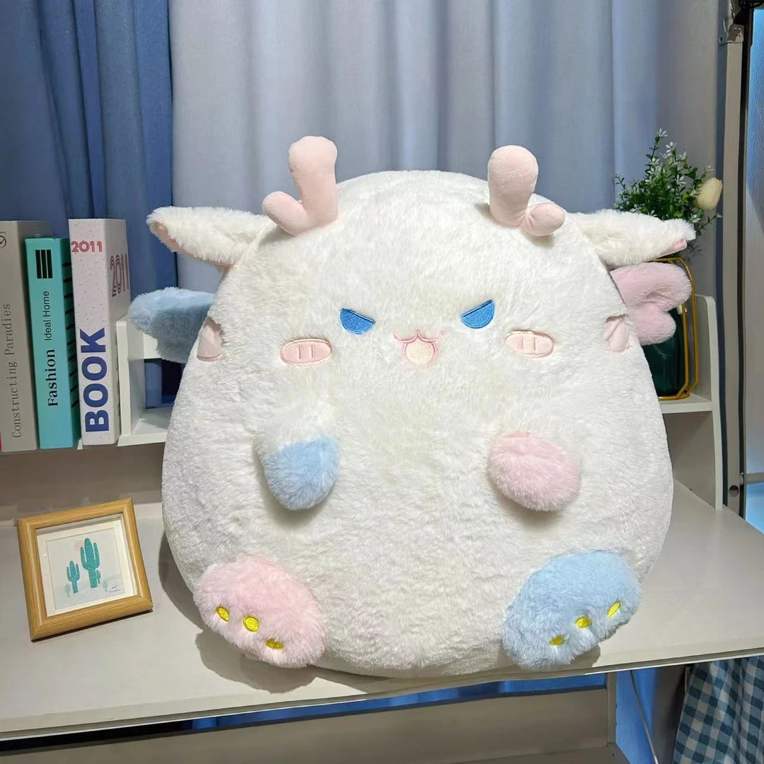 品爱优选新款白色墩墩龙玩偶毛绒玩具 公仔包包可双肩单肩斜挎背