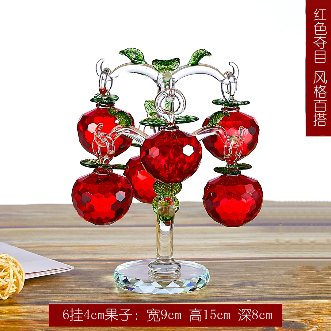 水晶苹果树创意家居饰品客厅装饰摆件玄关电视柜酒柜工艺品装饰品