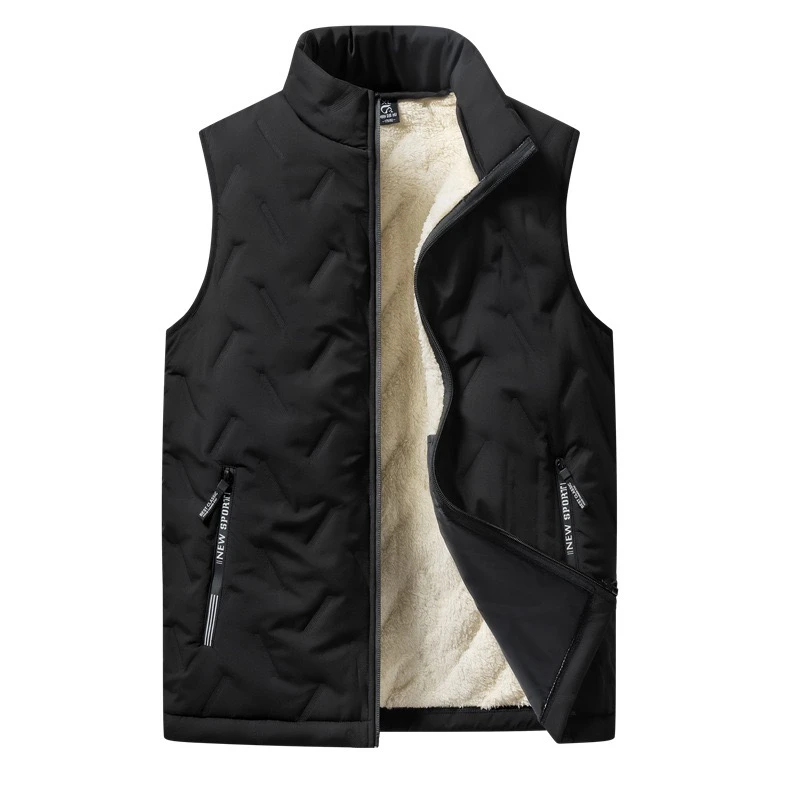 新款男士马甲超声波加绒加棉马甲休闲时尚保暖爸爸装马甲男背心