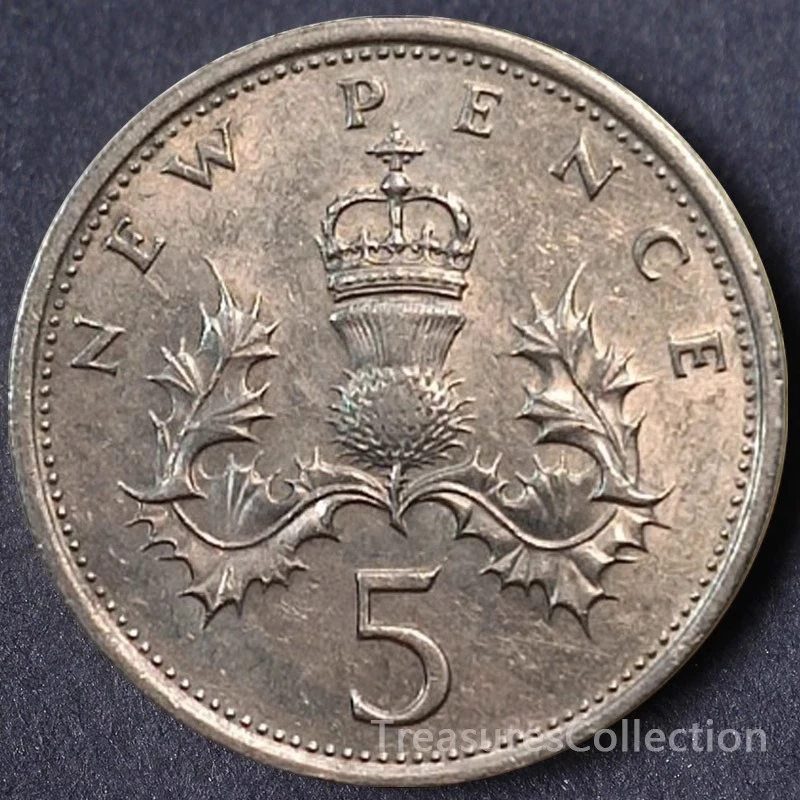 保真 英国5便士直径18mm小版女王头像随机外国钱币硬币外币非流通