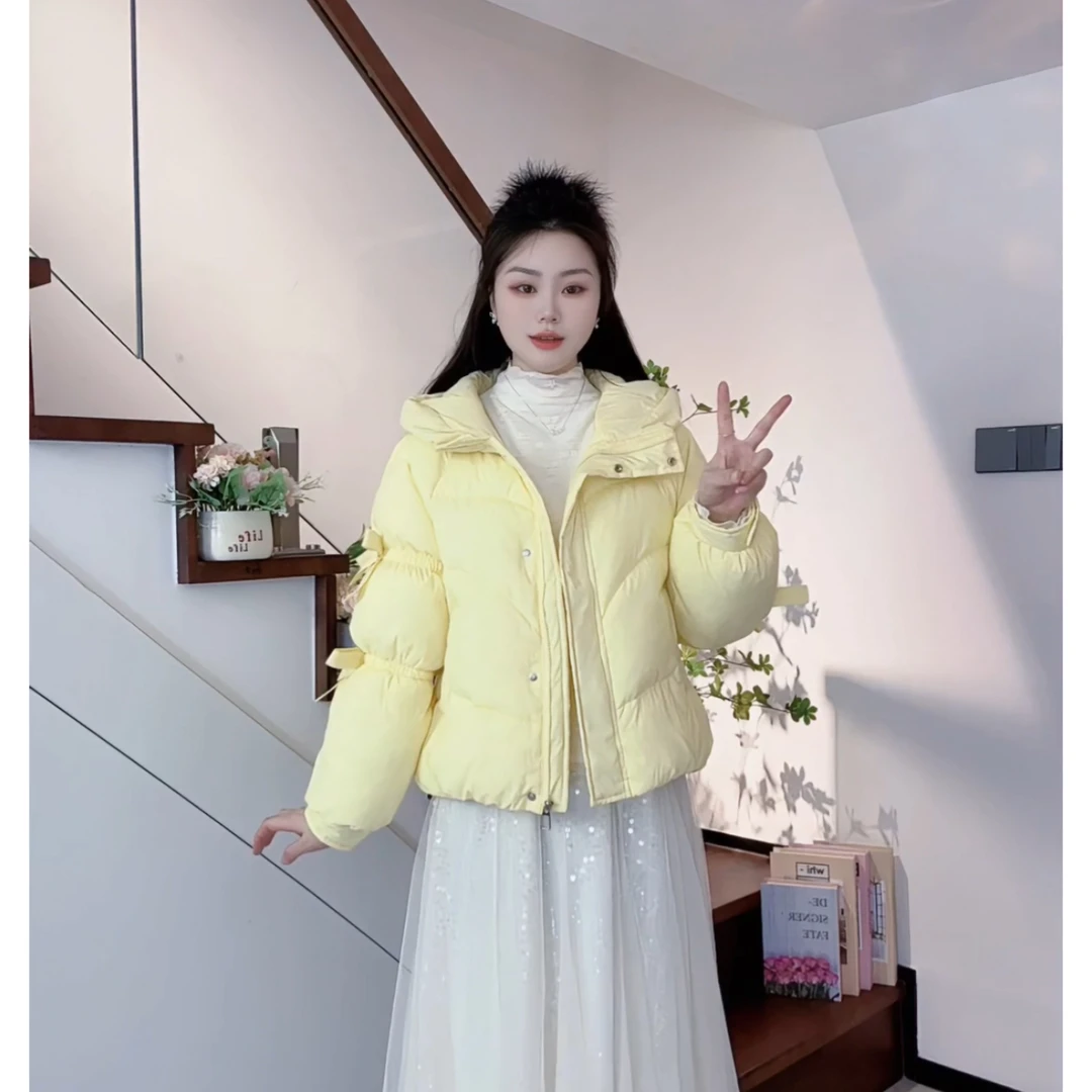 MYC· 冬季2024新款时尚洋气蝴蝶结甜美减龄保暖百搭连帽外套