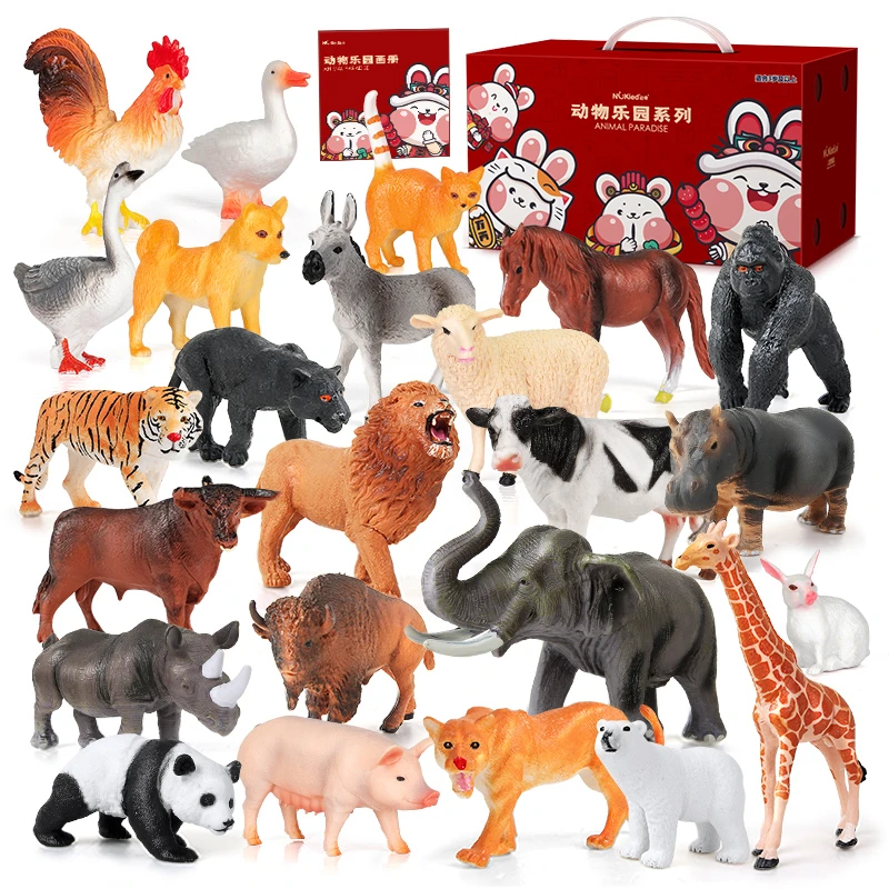 NUKied/纽奇儿童仿真动物套装野生动物乐园场景模型玩具儿童玩具