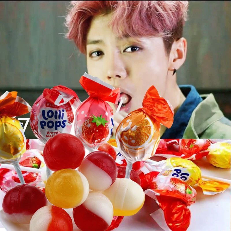 〔主播推荐双色棒棒糖〕进口双色棒棒糖牛奶草莓菠萝糖水果糖