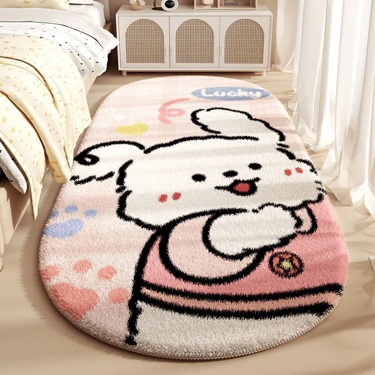 卡通小狗地垫地毯女孩卧室床边毯儿童加厚毛绒床边地垫防滑脚垫子