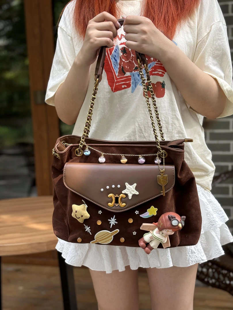 Z+原创设计潮玩娃包绒面革托特大包电脑单肩手提DORA追光者大表姐