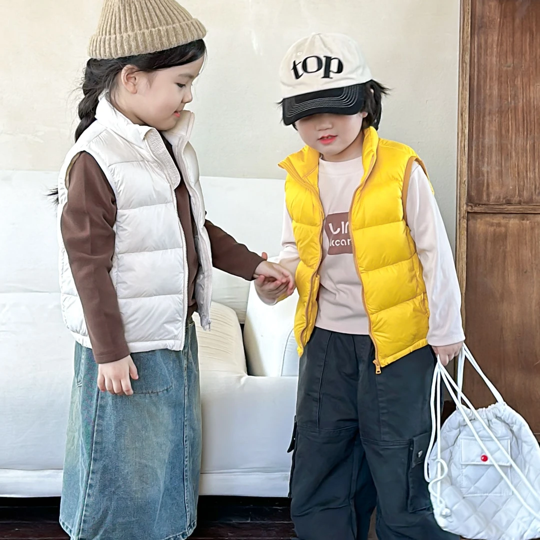 婴格朗迪E7羽绒服马甲男童女童加厚白鸭绒童装冬季外套儿童轻羽绒