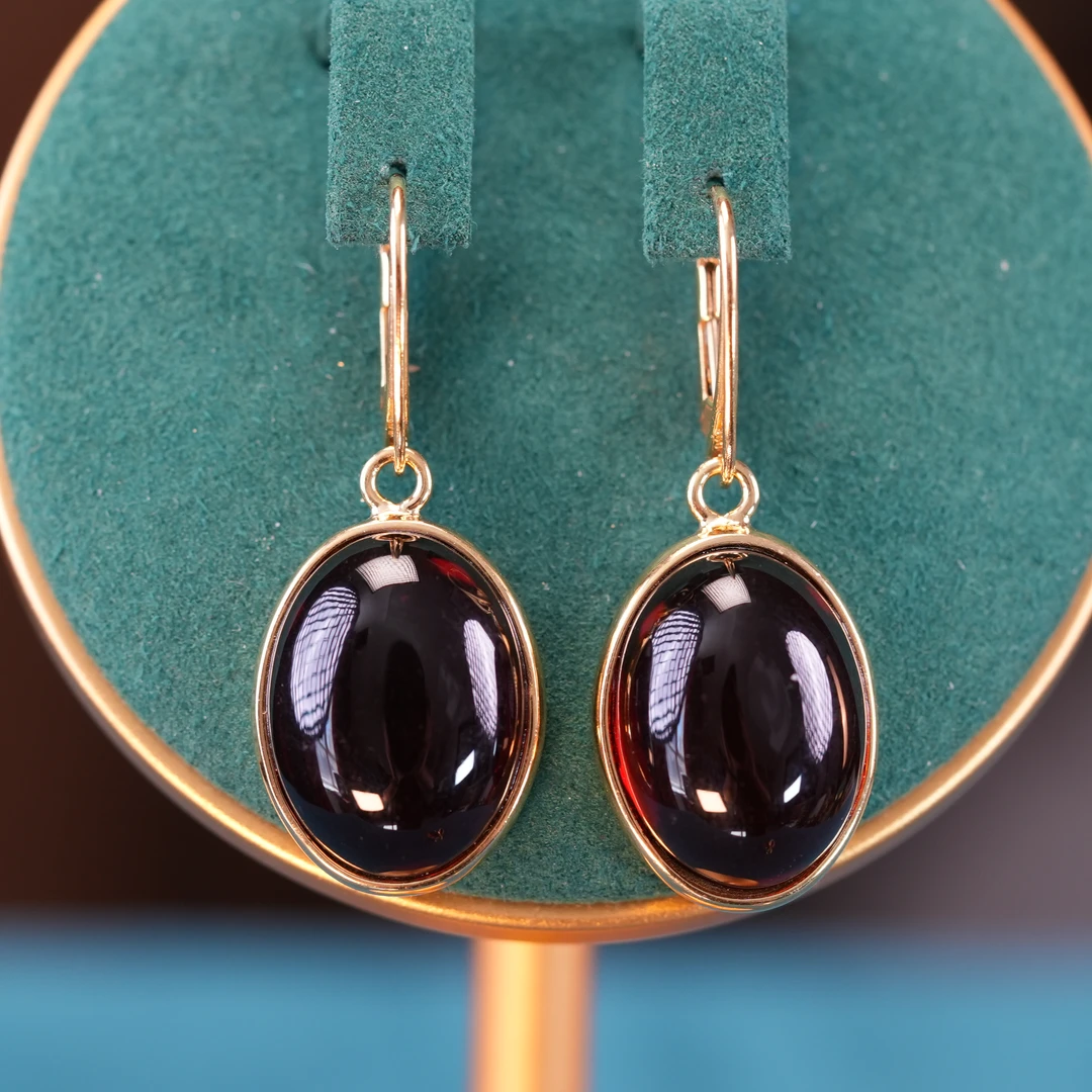 天然琥珀银耳环6-10gكەھرىۋا كۈمۈش ھالقا