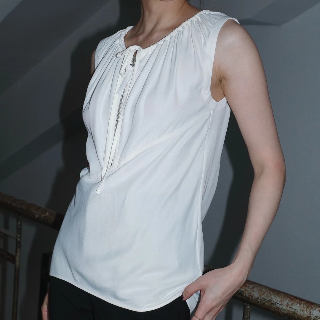 HELMUT LANG 设计师品牌 24SS白色抽褶背心