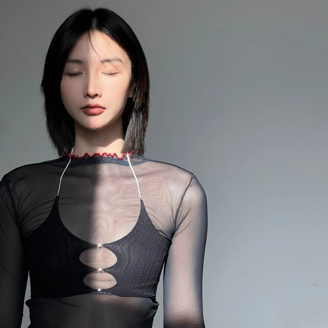 【不可退换】RUI 设计师品牌 24SS印花网纱打底衫