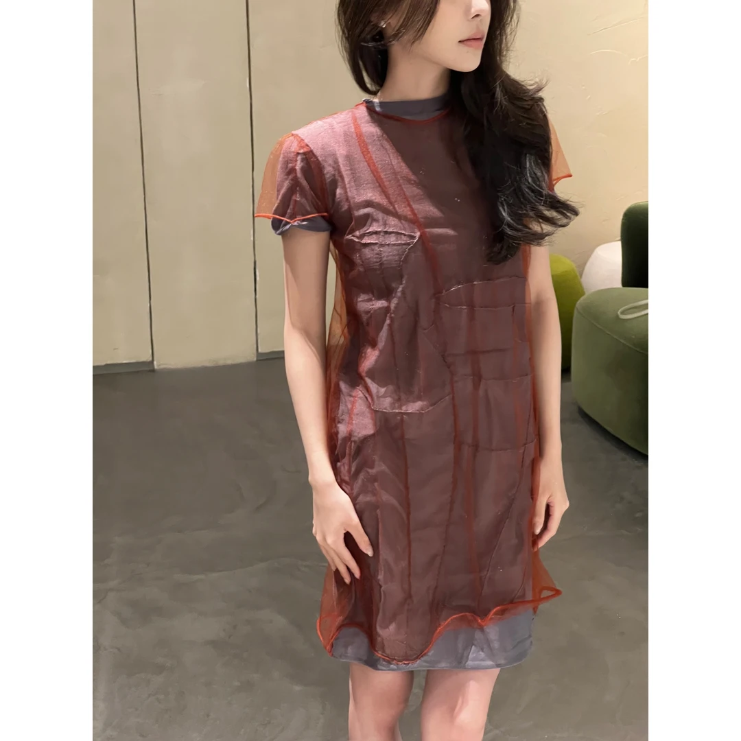 【不可退换】SWAYING 真丝泡泡纱半袖连衣裙