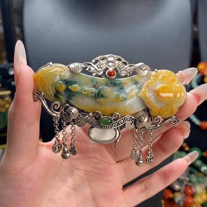 翡翠颈饰银S925镶嵌扣头