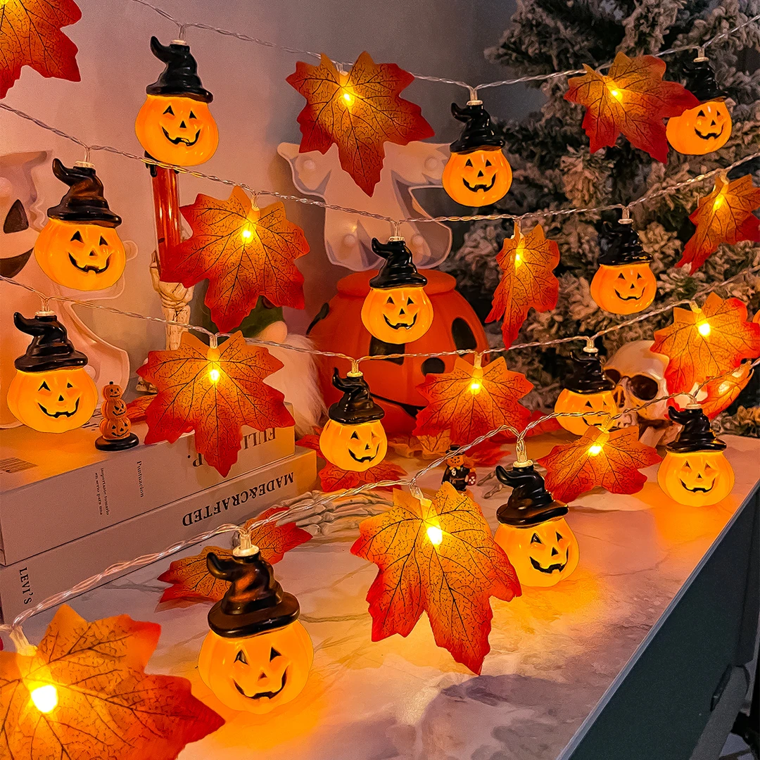 万圣节小南瓜氛围灯串儿童幼儿园场景布置装扮道具装饰品挂饰挂件