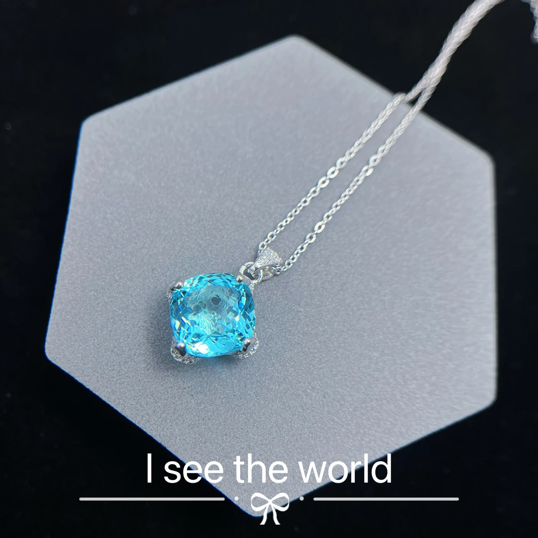 铜合金项链 轻奢裙子小众海蓝精致优雅项链-2028