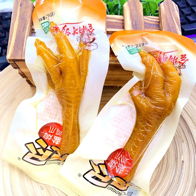 无尽盐焗鸡爪凤爪单支长柄肉鸡爪小包装爪子卤味零食500g休闲食品