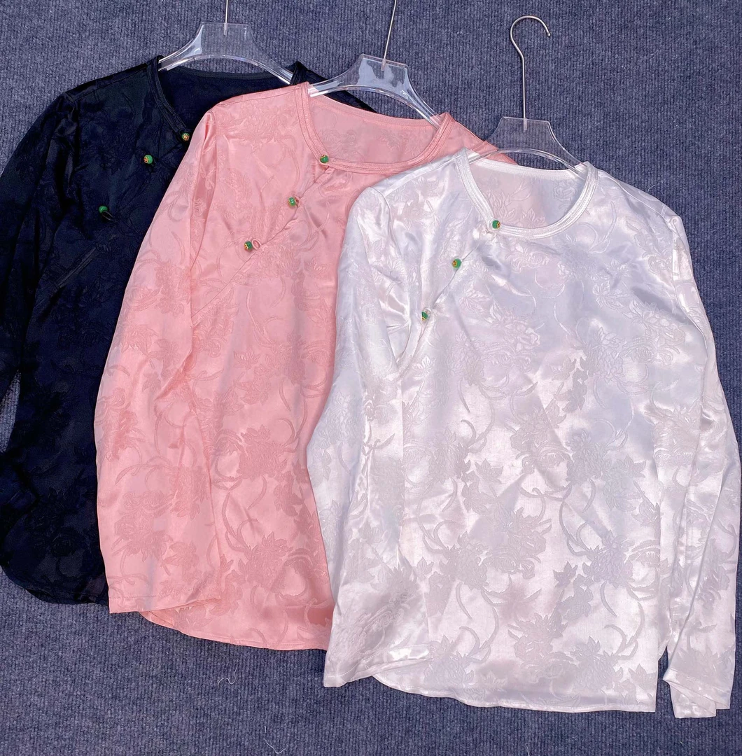 高级感重磅冠乐绉衬衫上衣春季新款新中式国风提花衬衣