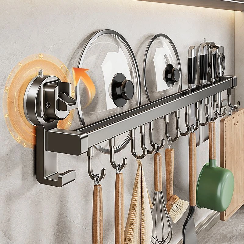 厨房吸盘置物架挂钩挂杆挂墙刀架厨具收纳架铲子挂架锅盖架子