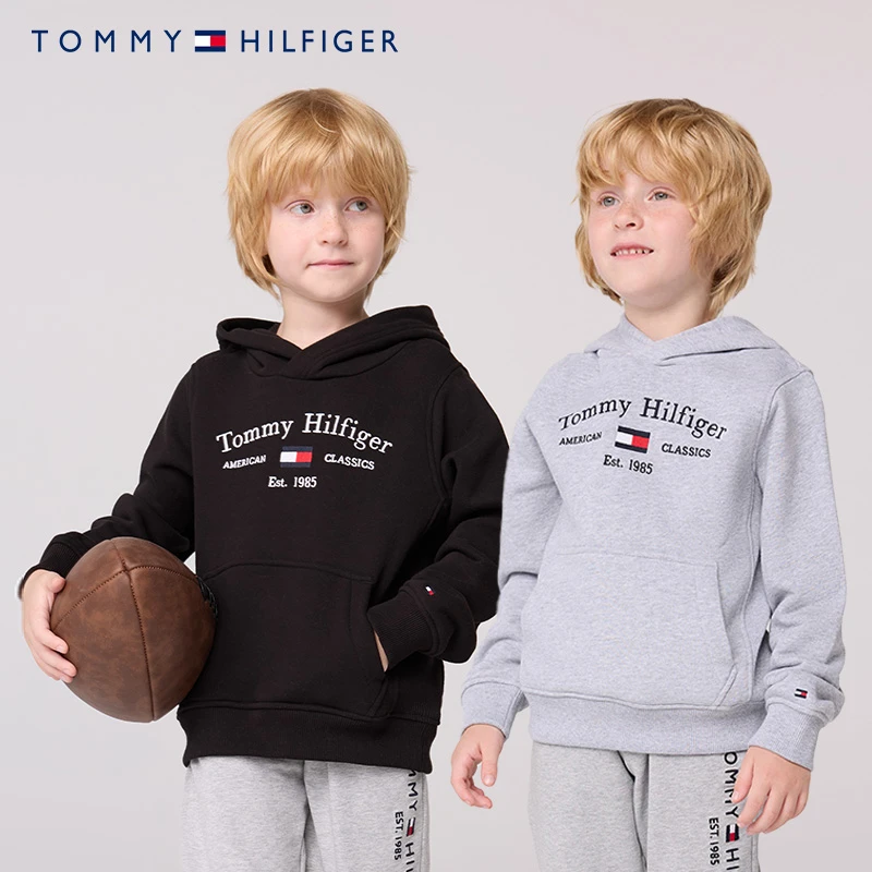 TOMMYHILFIGER男孩带帽子打底卫衣中大童长袖上衣秋冬KS0KS00206