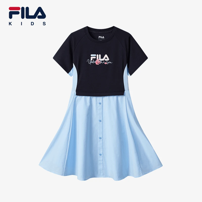 FILA斐乐儿童【海底系列】夏季女中大童百搭时尚连衣裙 K12G422306F