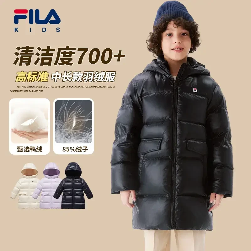 FILA斐乐儿童【羽绒服】冬季男女中大童中长款防风羽绒服K11B441930