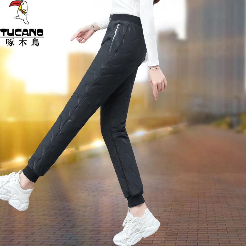 啄木鸟棉裤女外穿冬季2025年新款裤子中年妈妈加绒加厚御寒休闲裤