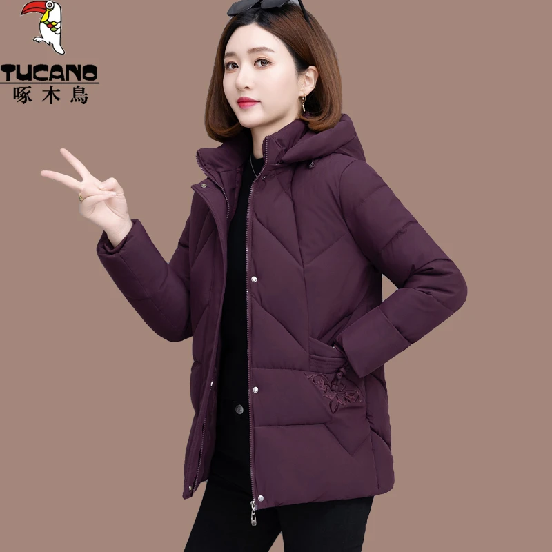 啄木鸟棉袄外套女冬季爆款2025新款棉服加厚保暖宽松短款妈妈棉衣