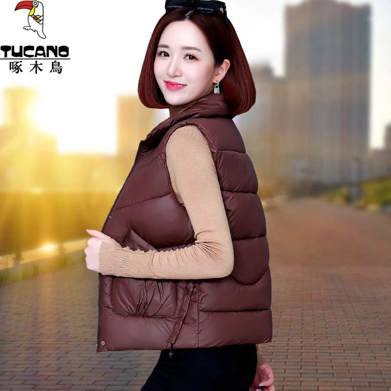 啄木鸟2025冬季新款棉马甲女士外套短款韩版坎肩外穿休闲加厚马夹