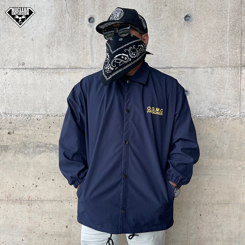 核爆炸美式囚服系列街头监狱风潮流藏蓝工装夹克大码长袖风衣外套