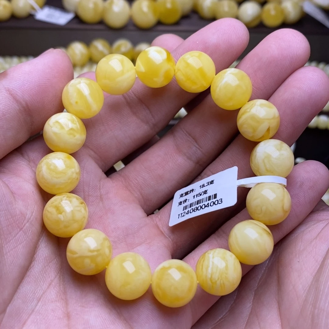 【闪购商品】蜜蜡裸石未镶嵌12+圆珠手串